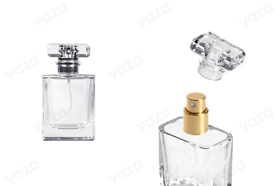 Φιάλη αρωμάτων γυάλινη 50 ml διάφανη με σπρέι και καπάκι Φιάλη αρωμάτων γυάλινη 50 ml διάφανη με σπρέι και καπάκι-εικόνα_προϊοντική