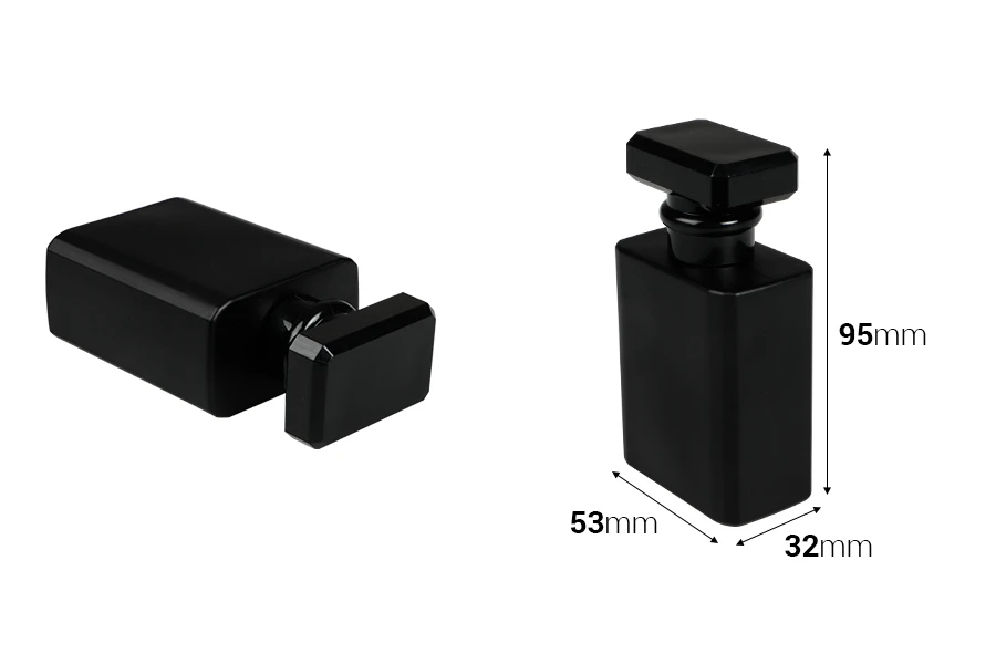 Φιάλη αρωμάτων γυάλινη 50 ml σε μαύρο χρώμα με σπρέι και καπάκι