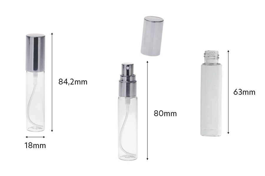 Μπουκαλάκια 10 ml με σπρέι για αρώματα γυάλινο με καπάκι αλουμινίου - 6 τμχ Μπουκαλάκια 10 ml με σπρέι για αρώματα γυάλινο με καπάκι αλουμινίου - 6 τμχ