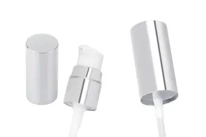 Aluminium Pumpe für Cremes PP18 mit Aluminium Deckel - in 2 Farben (silber und golden glänzend)-3