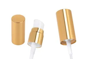 Aluminium Pumpe für Cremes PP18 mit Aluminium Deckel - in 2 Farben (silber und golden glänzend)-5