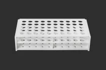 Portaprovette in plastica  212x107x50 mm in colore bianco - 50 posti (apertura del foro F 13 mm)