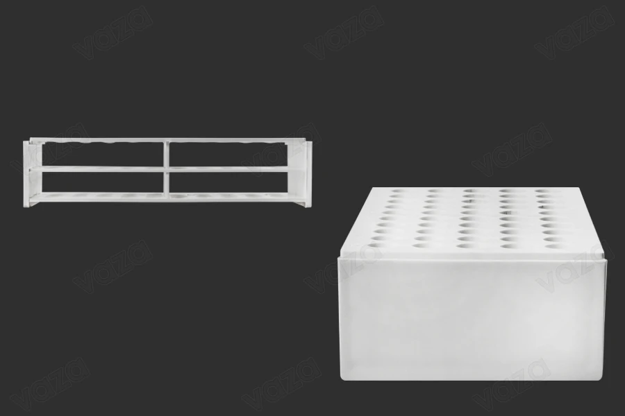 Στατώ σωληναρίων πλαστικό 212x107x50 mm σε λευκό χρώμα - 50 θέσεις (άνοιγμα τρύπας Φ 13 mm)-εικόνα_διαστάσεις