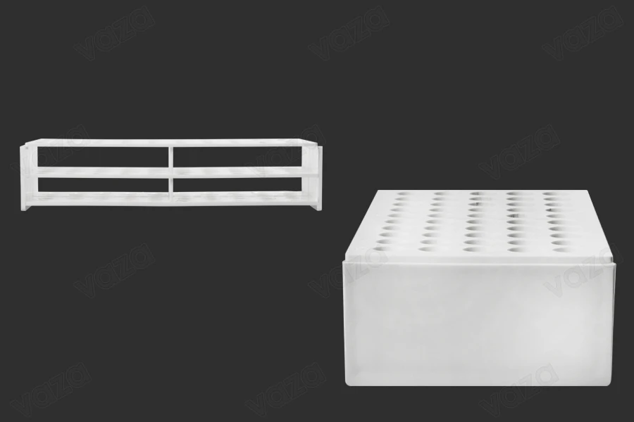 Porte-tubes en plastique 238 x 110 x 55 mm en blanc - 50 places (ouverture F 16 mm)-εικόνα_διαστάσεις