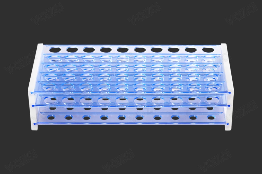 Plastic test tube holder in size 251x107x68 mm with 50 holes (16mm hole opening) Plastic test tube holder in size 251x107x68 mm with 50 holes (16mm hole opening)-image_product
