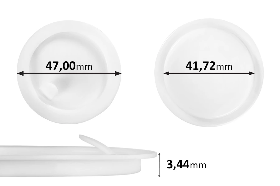 Παρέμβυσμα πλαστικό (PE) λευκό ύψος 3.44 mm - διάμετρος 47,00 mm (μικρή: 41,72 mm) - 12τμχ Παρέμβυσμα πλαστικό (PE) λευκό ύψος 3.44 mm - διάμετρος 47,00 mm (μικρή: 41,72 mm) - 12τμχ