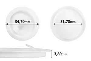 Plastic film (PE) white height 3.80 mm - diameter 34.70 mm (small: 31.78 mm) - 12 pcs-1