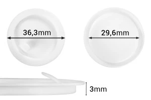 Kunststoffdichtung (PE) 36,3 mm in weißer Farbe für 50ml Gläser