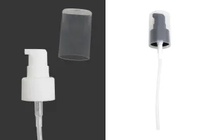 Pompe distributrice de crème en plastique avec finition PP24/410 et bouchon transparent