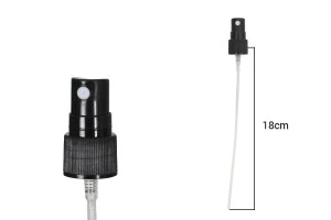 Plastic perfume spray pump 18/410 with overcap in black.-2