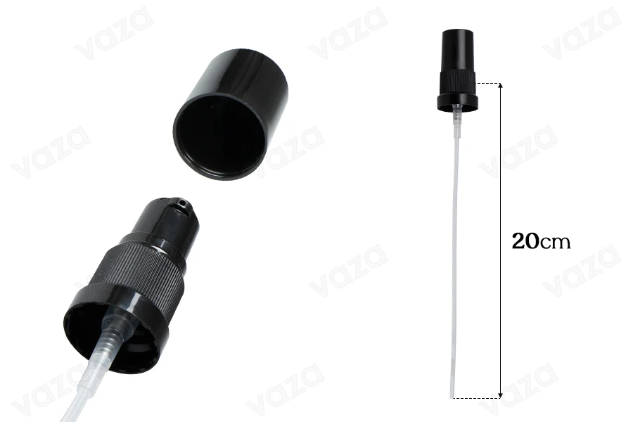 PP18 cream pump, plastic with plastic cap in black color PP18 cream pump, plastic with plastic cap in black color-image_dimensions