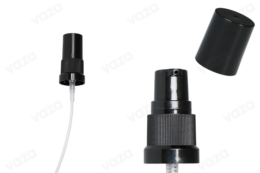PP18 cream pump, plastic with plastic cap in black color PP18 cream pump, plastic with plastic cap in black color-image_product