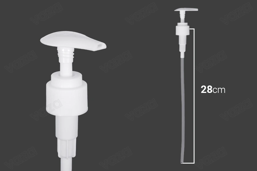 Pompa in plastica 24/410 per crema, bianca con sicurezza. Pompa in plastica 24/410 per crema, bianca con sicurezza.-dimensioni_immagine