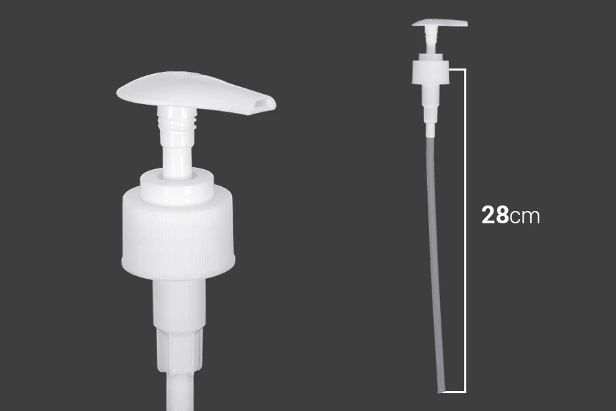 White plastic left-right locking dispenser pump with 28/410 finish White plastic left-right locking dispenser pump with 28/410 finish