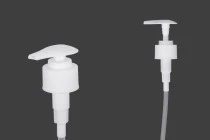 White plastic left-right locking dispenser pump with 28/410 finish White plastic left-right locking dispenser pump with 28/410 finish