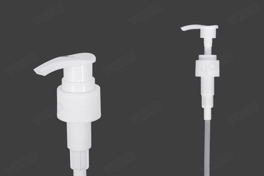 White plastic left-right locking dispenser pump with 24/410 finish for shampoos, creams or lotions White plastic left-right locking dispenser pump with 24/410 finish for shampoos, creams or lotions-image_product