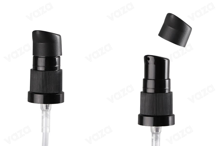 Pompe à crème PP18, en plastique avec couvercle de couleur noire-photo_produit