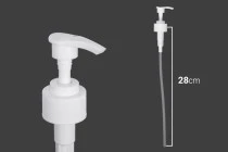 Pompa 28/410 per crema, in plastica bianca con chiusura di sicurezza.