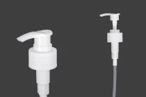 Pompa 28/410 per crema, in plastica bianca con chiusura di sicurezza.
