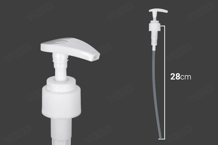 Pompa in plastica bianca 24/410 per crema, con sicurezza. Pompa in plastica bianca 24/410 per crema, con sicurezza.-dimensioni_immagine