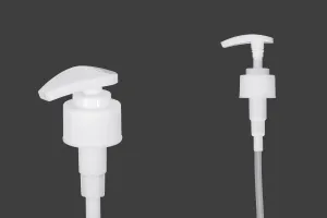 Pompa 28/410 in plastica per crema, di colore bianco con blocco di sicurezza