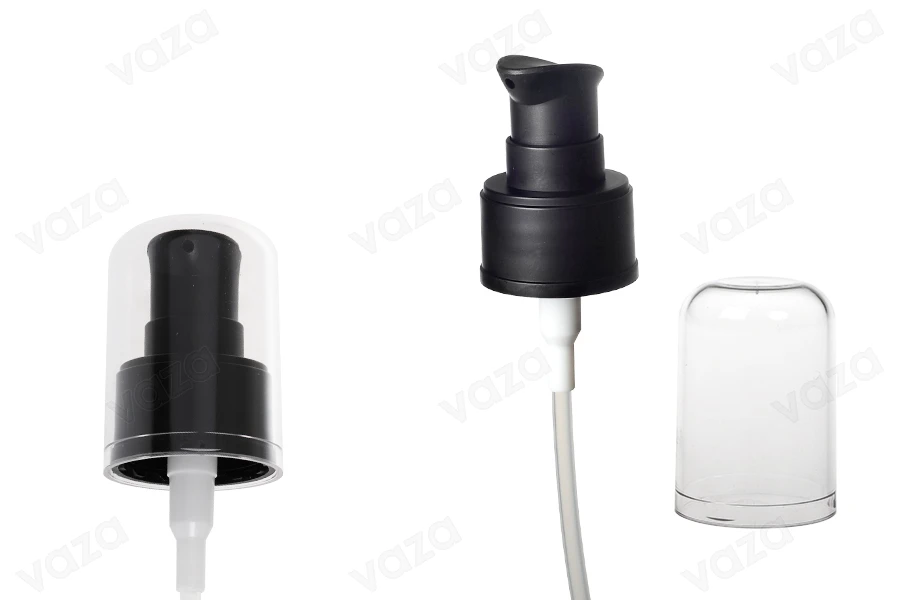 Kunststoffpumpe für Creme PP24/410 schwarz MAT mit transparentem Acryl-Volldeckel-produktbild