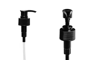 Pompa per crema  in plastica 28/410 di colore nero con sicurezza.