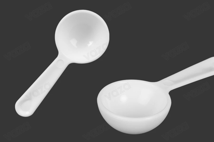 5ml white plastic measuring scoop 79mm long- available in a package with 24 pcs-image_dimensions