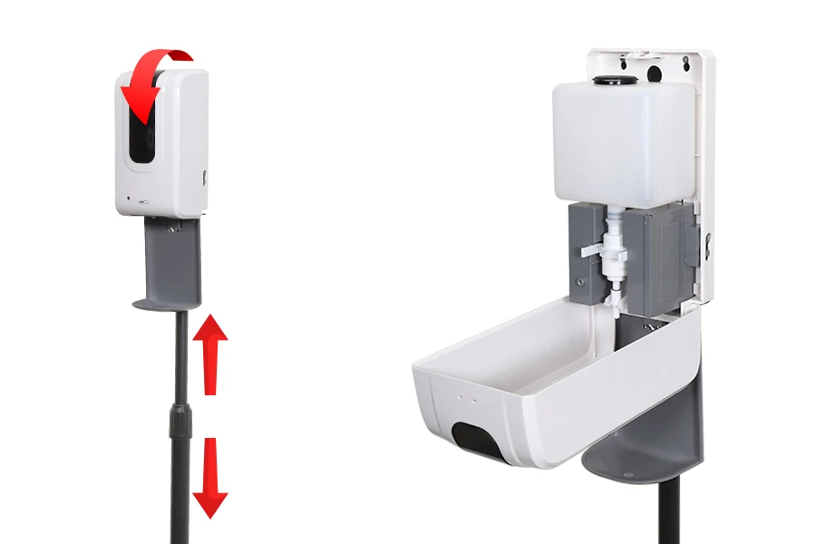 Επιδαπέδια βάση-stand με αυτόματη συσκευή (dispenser) για αντισηπτικό χεριών