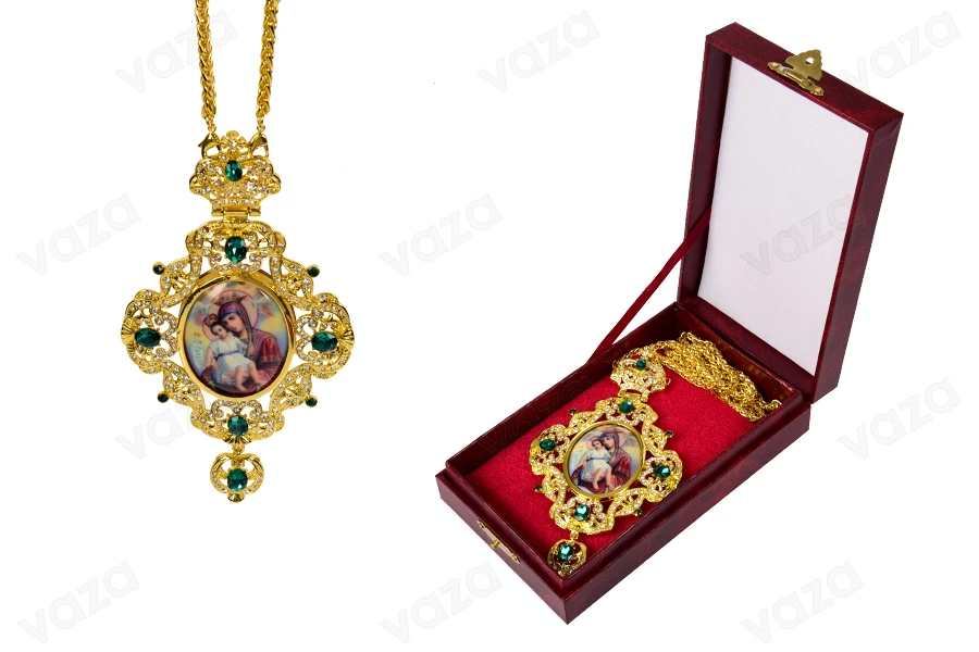 Engolpio Panagia Metall mit Kette und Etui Engolpio Panagia Metall mit Kette und Etui-produktbild
