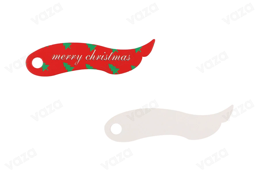 Christmas paper card/tag with hole for ribbon - 50 pcs-photo_produit