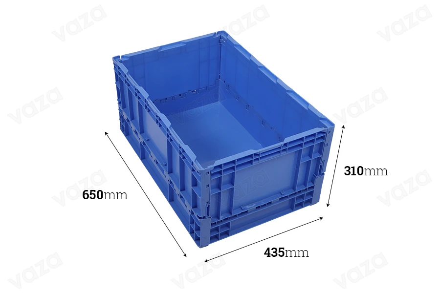 Caisse pliante aux dimensions 650 x 435 x 310 mm de couleur bleue-photo_dimensions