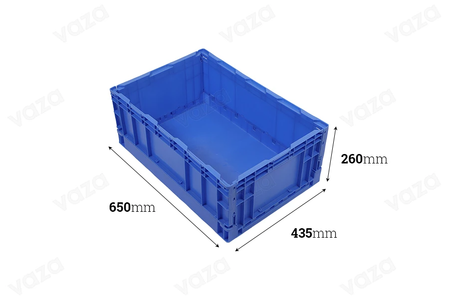 Caisse pliante aux dimensions 650 x 435 x 260 mm de couleur bleue-photo_dimensions