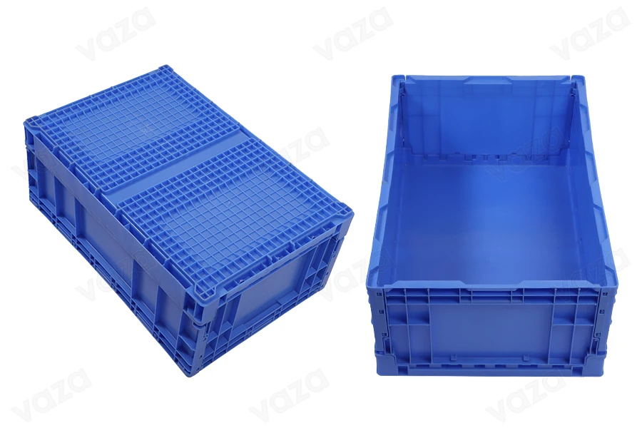 Caisse pliante aux dimensions 650 x 435 x 260 mm de couleur bleue-