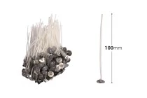 Waxed cotton wicks for candles with a length of 100 mm and a metal base - 100 pcs Waxed cotton wicks for candles with a length of 100 mm and a metal base - 100 pcs