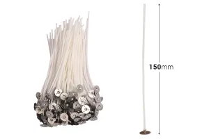 Waxed cotton wicks for candles with a length of 150 mm and a metal base - 100 pcs-2
