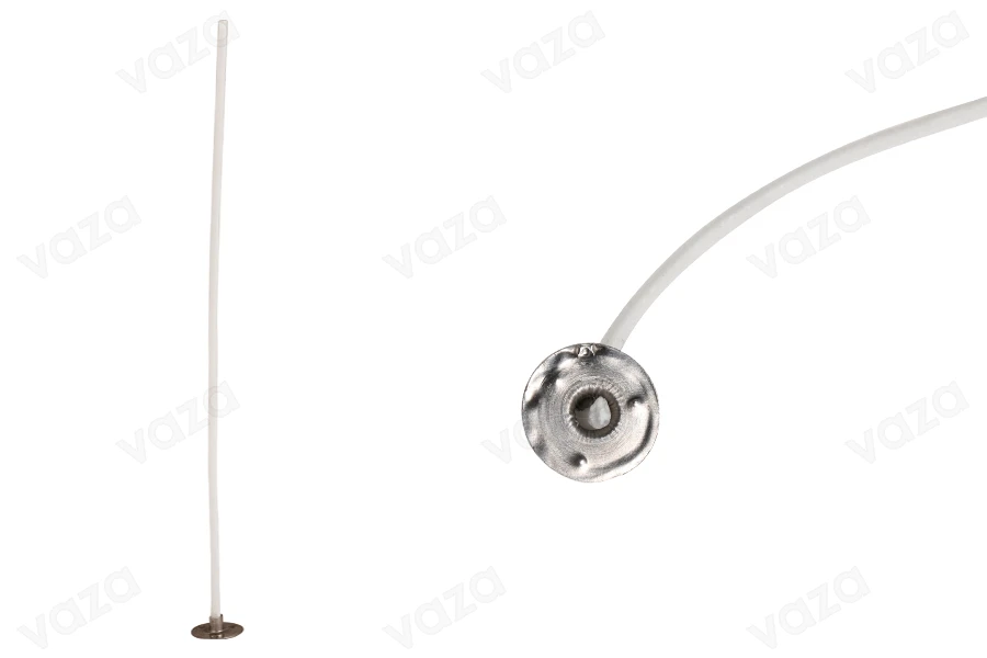 Gewachste Baumwolldochte für Kerzen mit einer Länge von 150 mm und einem Metallsockel - 50 Stück-produktbild