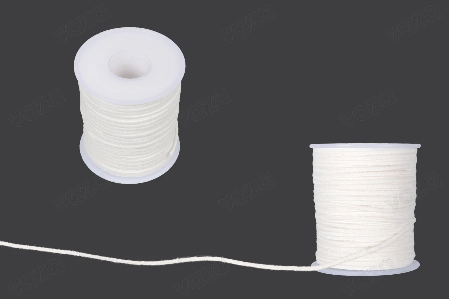 Mèches en coton pour bougies - rouleau de 60 mètres (diamètre de 2 mm) Mèches en coton pour bougies - rouleau de 60 mètres (diamètre de 2 mm)-photo_produit