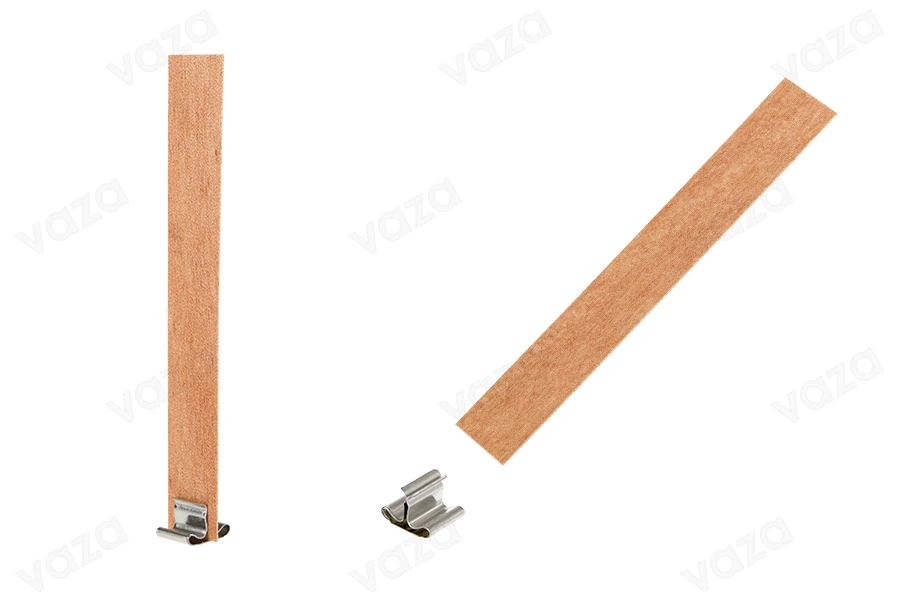 Wooden wicks 19x130 mm with metal base for candles - 25 pcs-εικόνα_προϊοντική