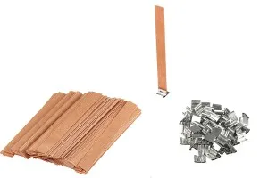 Mèches en bois 13 x 130 mm avec support métallique pour bougies - 25 pcs-3