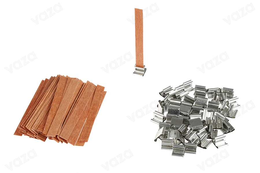 Φυτίλια ξύλινα 10x100 mm με μεταλλική βάση για κεριά - 25 τμχ Φυτίλια ξύλινα 10x100 mm με μεταλλική βάση για κεριά - 25 τμχ-