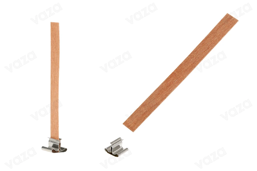 Φυτίλια ξύλινα 10x100 mm με μεταλλική βάση για κεριά - 25 τμχ Φυτίλια ξύλινα 10x100 mm με μεταλλική βάση για κεριά - 25 τμχ-εικόνα_προϊοντική