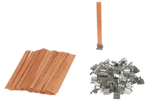 Mèches en bois 10 x 130 mm avec support métallique pour bougies - 25 pcs-3