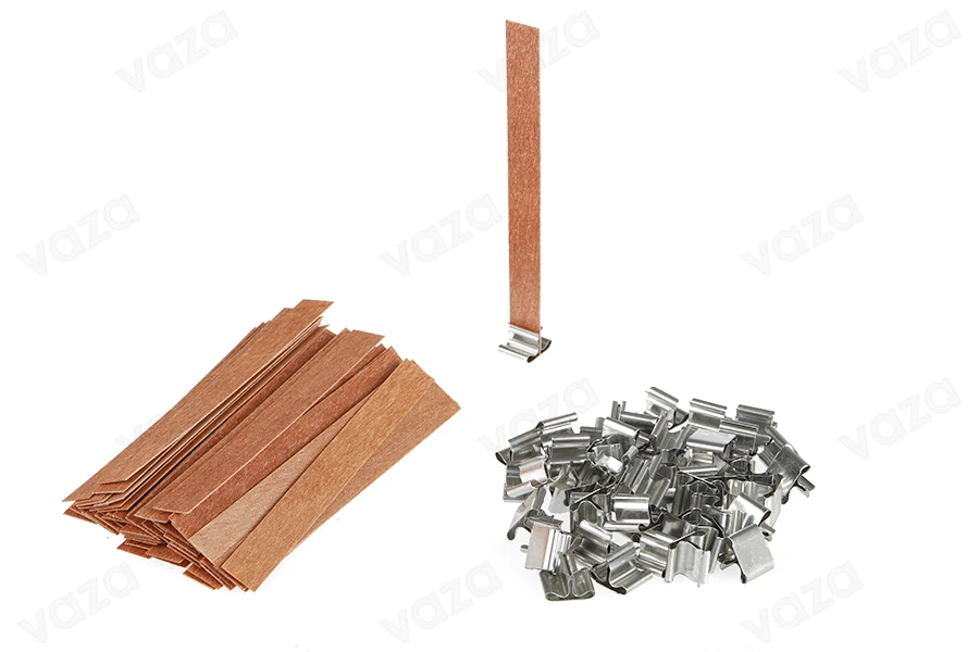 Φυτίλια ξύλινα 13x130 mm με μεταλλική βάση για κεριά - 25 τμχ Φυτίλια ξύλινα 13x130 mm με μεταλλική βάση για κεριά - 25 τμχ-