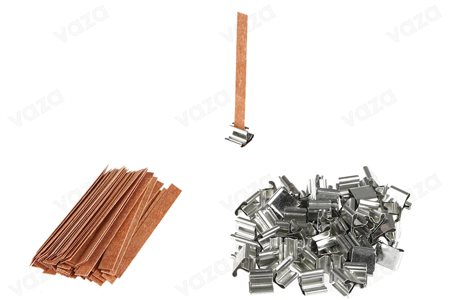 Φυτίλια ξύλινα 8x90 mm με μεταλλική βάση για κεριά - 25 τμχ Φυτίλια ξύλινα 8x90 mm με μεταλλική βάση για κεριά - 25 τμχ-