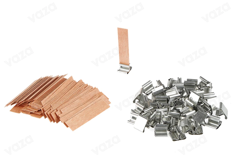 Stoppini in legno 13x60 mm con base in metallo per candele - 25 pz Stoppini in legno 13x60 mm con base in metallo per candele - 25 pz-