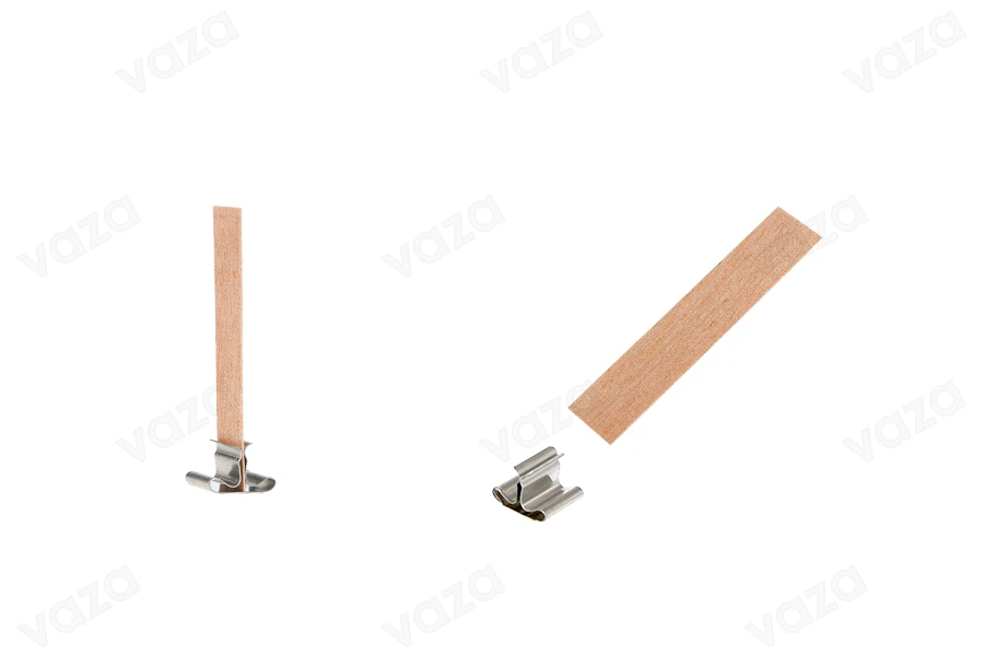 Stoppini in legno 13x60 mm con base in metallo per candele - 25 pz Stoppini in legno 13x60 mm con base in metallo per candele - 25 pz-εικόνα_προϊοντική