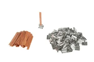 Mèches en bois 6 x 60 mm avec support métallique pour bougies - 25 pcs-3