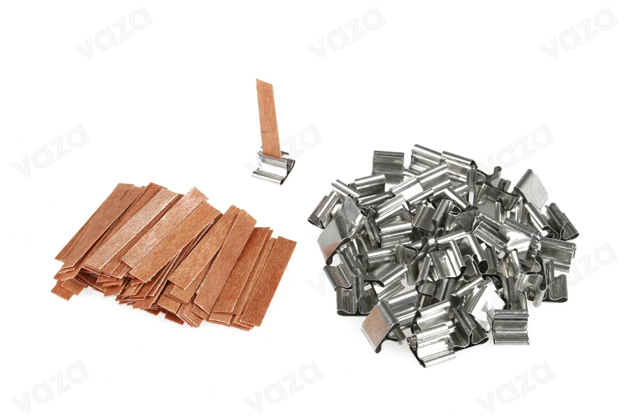 Φυτίλια ξύλινα 8x50 mm με μεταλλική βάση για κεριά - 25 τμχ Φυτίλια ξύλινα 8x50 mm με μεταλλική βάση για κεριά - 25 τμχ-