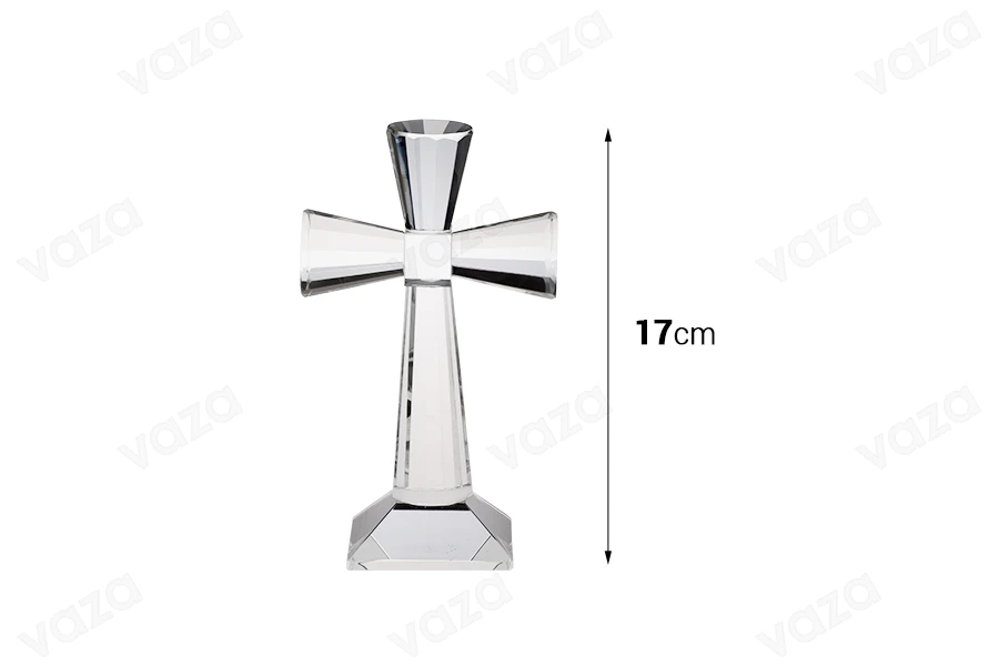 Σταυρός κρυστάλλινος με βάση - ύψος 17 cm-εικόνα_διαστάσεις